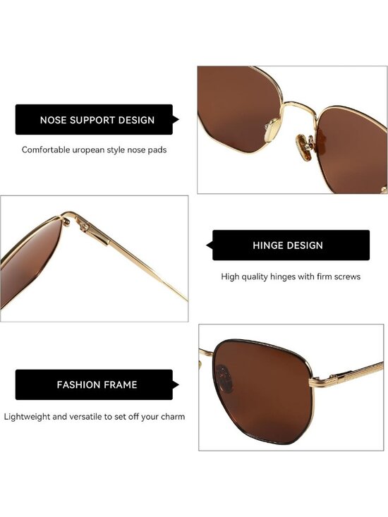 Trendy Hexagon Polarized Sunglasses for Men & Women - Vintage Metal Frame, UV